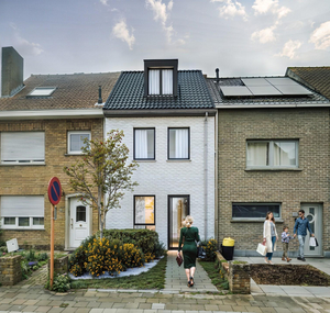 Voorgevel van nieuwbouw woningen te Brugge (Sint-Michiels) realisatie van Transparant Projects