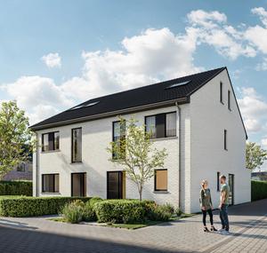 Voorgevel van nieuwbouw woningen te Brugge (Sint-Michiels) realisatie van Transparant Projects