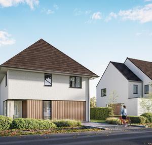 Voorgevel van 3 nieuwbouwwoningen te Brugge (Sint-Andries)