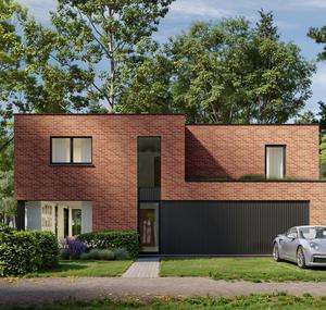 Voorgevel van nieuwbouw woningen te Brugge (Sint-Kruis) realisatie van Transparant Projects
