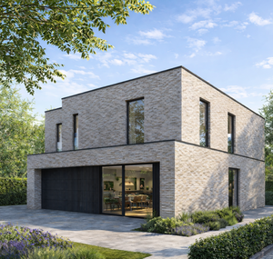 Voorgevel van nieuwbouw woningen te Brugge (Zedelgem) realisatie van Transparant Projects