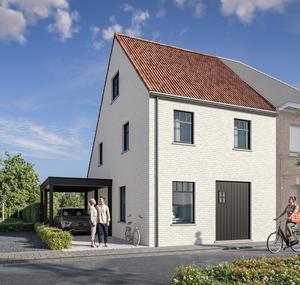 Voorgevel van nieuwbouw woningen te Brugge (Varsenare) realisatie van Transparant Projects