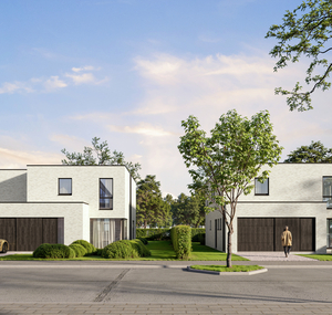 Voorgevel van nieuwbouw woning te Brugge (Sint-Andries) realisatie van Transparant Projects