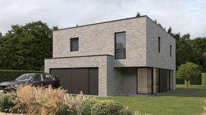 Gevel van nieuwbouw woning te Brugge (Sint-Andries) realisatie van Transparant Projects
