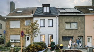 Voorgevel van nieuwbouw woningen te Brugge (Sint-Michiels) realisatie van Transparant Projects