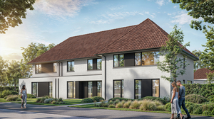 Voorgevel van nieuwbouw woning te Jabbeke realisatie van Transparant Projects