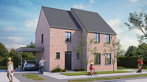 Voorgevel van alleenstaande nieuwbouw woning te Hertsberge realisatie van Transparant Projects
