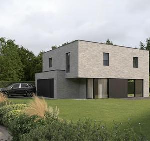 Voorgevel van nieuwbouw woning te Brugge by Transparant Projects