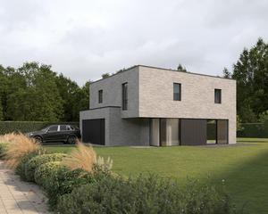 Voorgevel van nieuwbouw woning te Brugge (Sint-Andries) realisatie van Transparant Projects