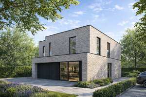 Voorgevel van nieuwbouw woningen te Brugge (Zedelgem) realisatie van Transparant Projects