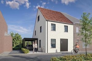 Voorgevel van nieuwbouw woningen te Brugge (Varsenare) realisatie van Transparant Projects