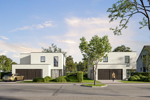 Voorgevel van nieuwbouw woning te Brugge (Sint-Andries) realisatie van Transparant Projects