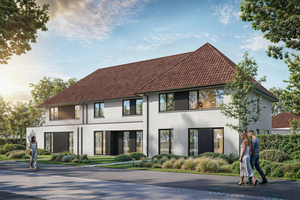 Voorgevel van nieuwbouw woning te Jabbeke realisatie van Transparant Projects