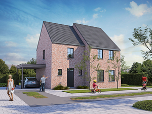 Voorgevel van alleenstaande nieuwbouw woning te Hertsberge realisatie van Transparant Projects